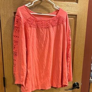Woman Within Coral Lace Detail Blouse